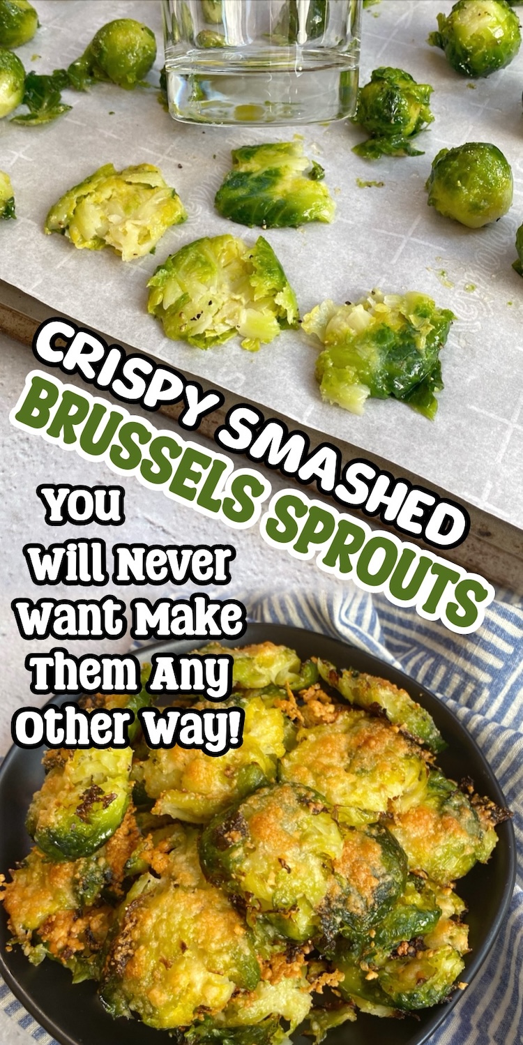 Crispy Smash Parmesan Brussels Sprouts | This tasty side dish for dinner is not only healthy, it's super easy to make with fresh or frozen brussels sprouts. Even my picky kids love them! The outer leaves get crispy thanks to the smashing process. 