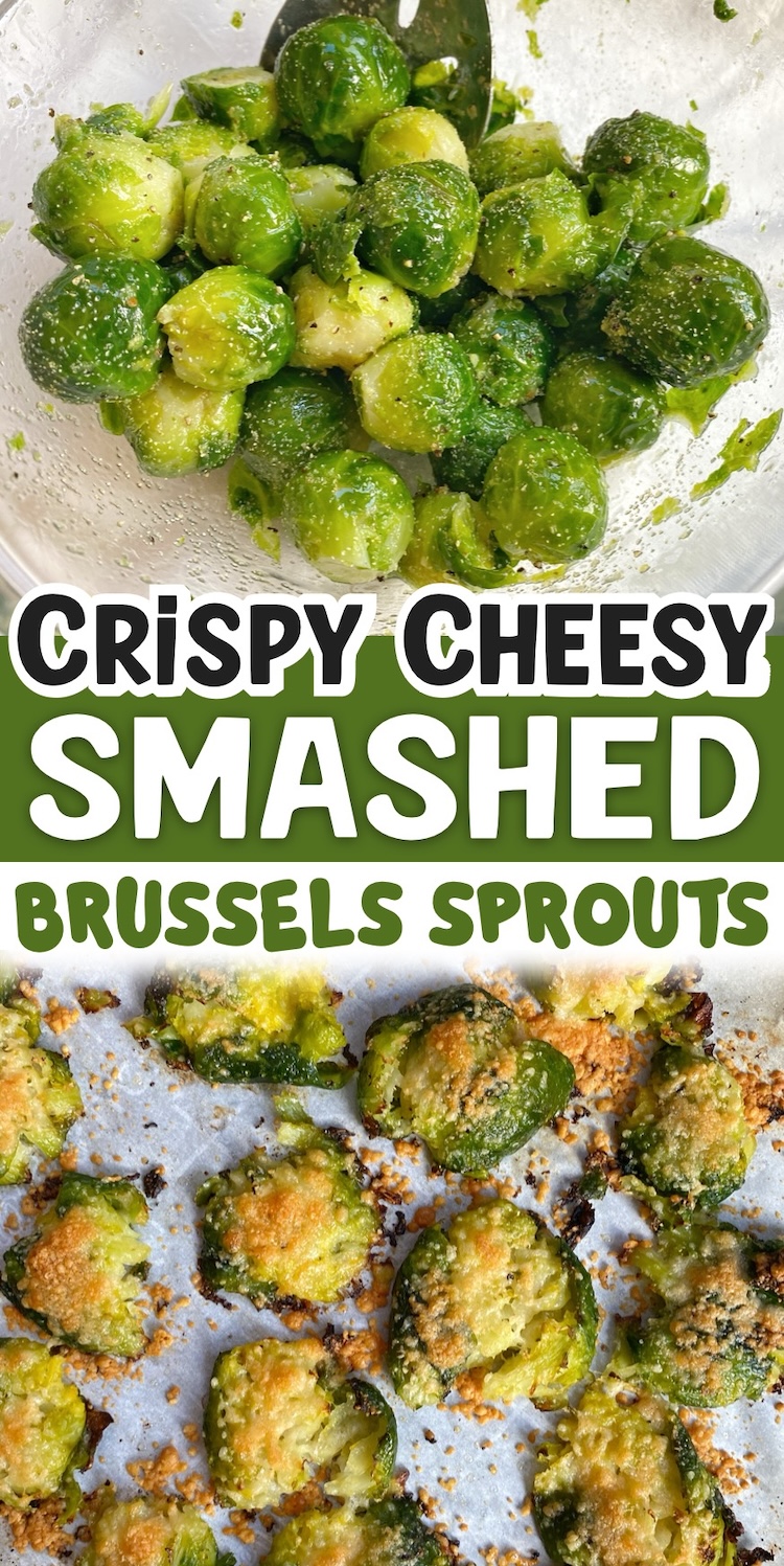 Are you looking for easy veggie side dish recipes to make with chicken or steak? These smashed brussels sprouts are yummy, crispy, and so simple to make with fresh or frozen brussels sprouts. 