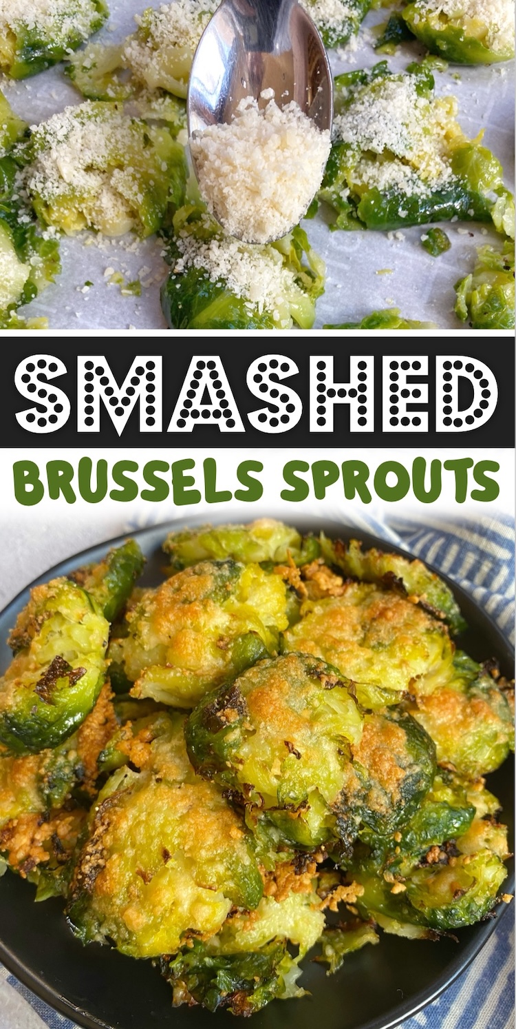 Smashed Brussels Sprouts! This food hack is a life changer. Even if you're not a fan of vegetables, when you smash them, they get extra crispy making them taste more fried than baked. This is a family favorite side dish for dinner!