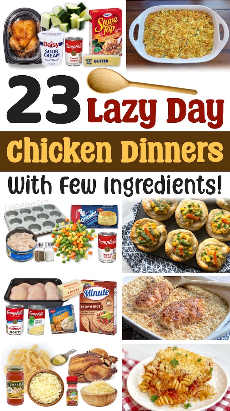 A list of quick and easy family dinner ideas made with chicken! I've rounded up simple and cheap recipes that are made with just a few ingredients for making fast weeknight meals with little prep, no fuss, and very little clean up. Perfect for a family with picky eaters! You'll find everything here from comforting casseroles and crockpot meals to healthy dishes packed with veggies. You're going to love these yummy and creative chicken dinner ideas! My kids gobble them up. 