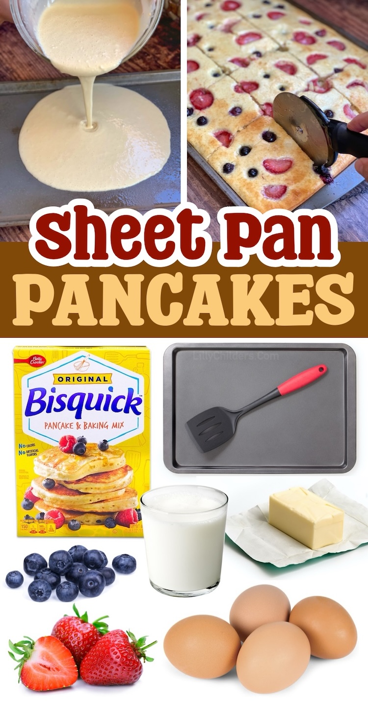 Sheet Pan Pancakes recipe with step by step instructions and simple list of ingredients. This is how you can easily make a delicious breakfast for a crowd using simple and cheap ingredients. 