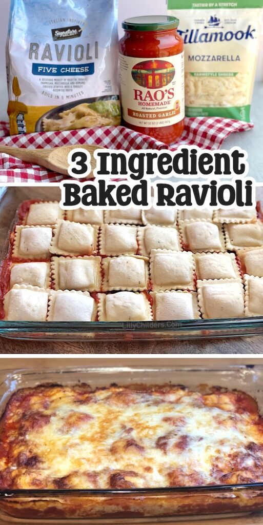 3 Ingredient Frozen Ravioli Dinner Casserole